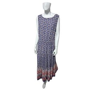 Beach Lunch Lounge Women's XL Tiered Beachy Sleeveless Casual Floral Boho Dress